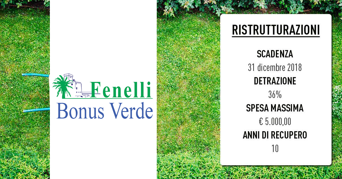 Bonus Verde. Detrazione del 36 per chi investe nei suoi angoli verdi